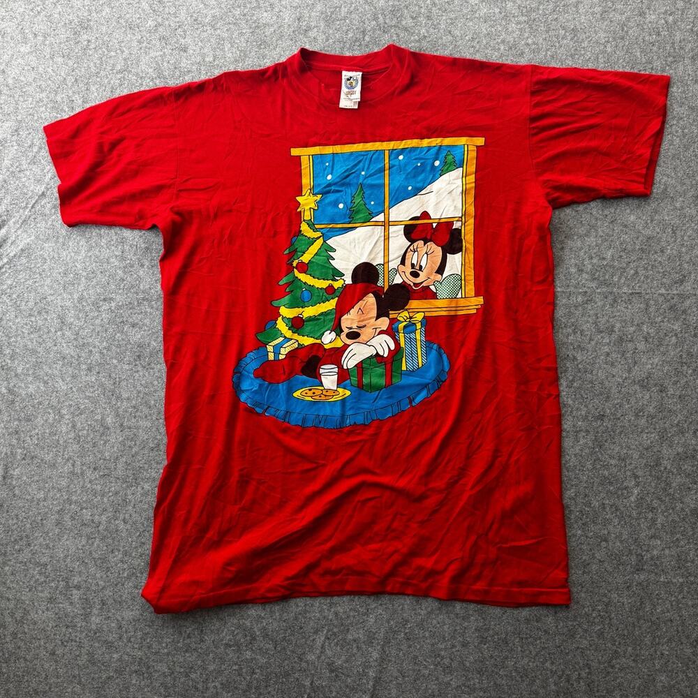 Vintage Disney Good Night Mickey Minnie Christmas T Shirt USA One Size 90s SO2